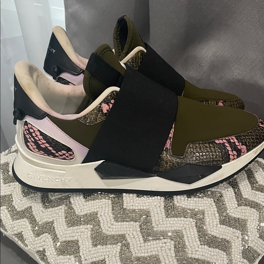 Givenchy Women's Sneakers - Olive, Pink, and Black